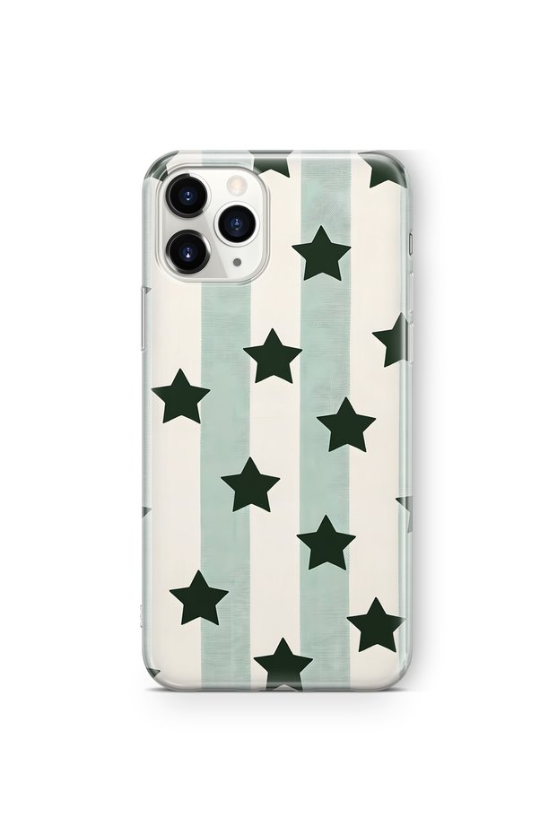 iPhone 11 Pro Max Compatible Striped Star Pattern Transparent Phone Case
