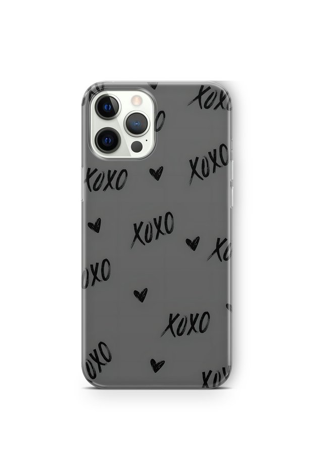 iPhone 12 Pro Compatible Xoxo Patterned Transparent Phone Case