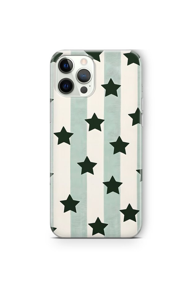 iPhone 12 Pro Max Compatible Striped Star Pattern Transparent Phone Case