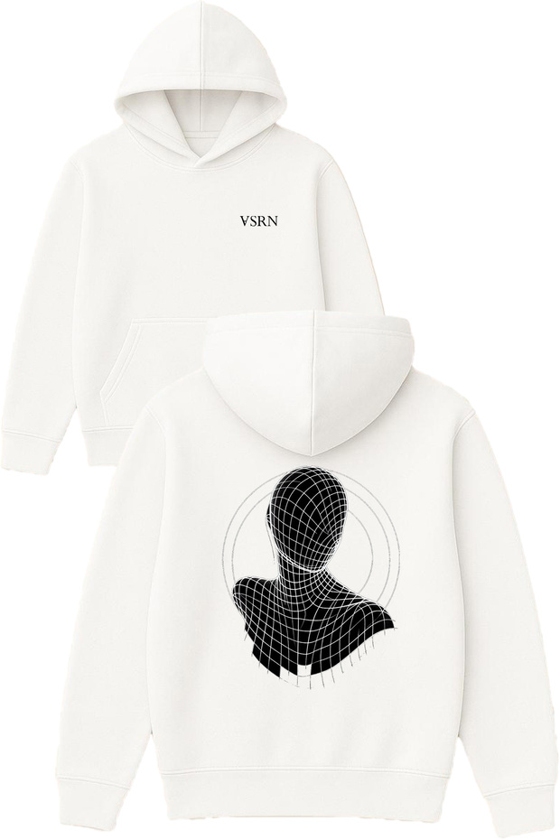Black Man Design Printed Oversized White Hooded Sweatshirt