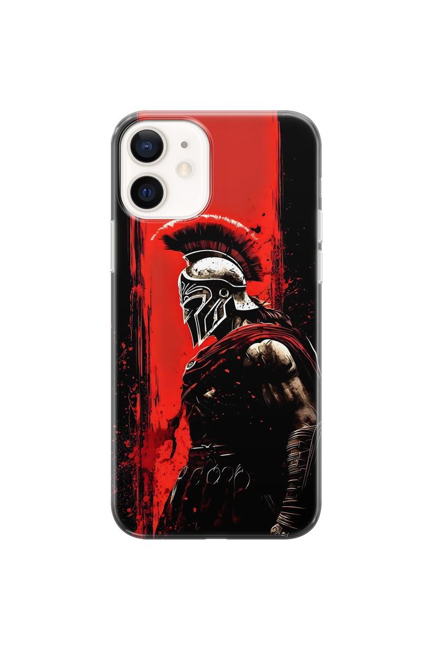 iPhone 12 Mini Compatible Warrior Sparta Pattern Transparent Phone Case