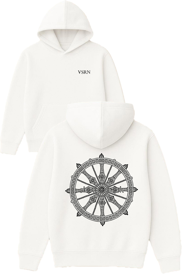 Sailor Mill Design Printed Oversized White Hooded Sweatshirt