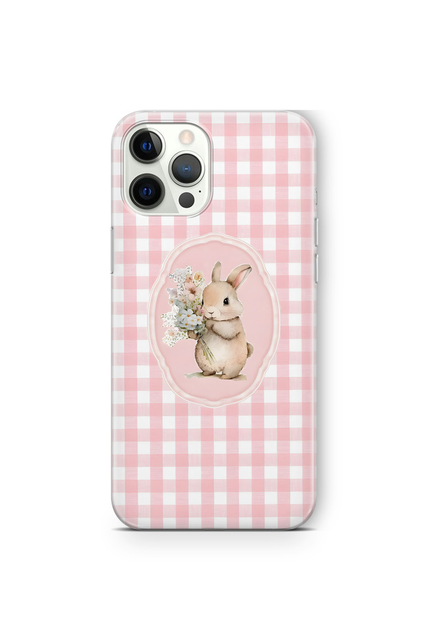 iPhone 12 Pro Max Compatible Floral Rabbit Pattern Transparent Phone Case