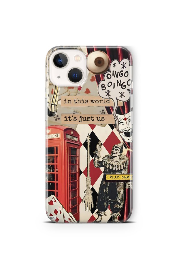 iPhone 14 Compatible Clown Collage Pattern Transparent Phone Case