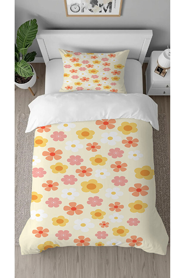 Flower Daisy Pattern Printed Special Design Single Modern Style Children's Duvet Cover Set Without Sheets