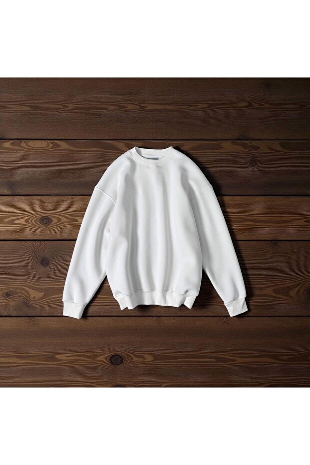 Unisex Basic 0 Crew Neck Unprinted Plain Oversize Wide Loose 3 Thread 100% Cotton Sweatshirt