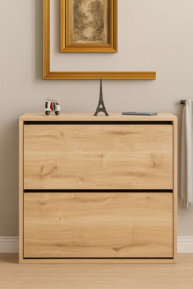 Düşer Kapak Ayakkabılık Kayar Raflı Ayakkabılık 2 Bölmeli Ayakkabılık - 3