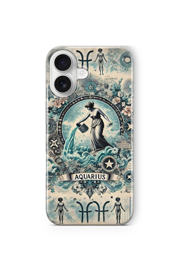 Aquarius Patterned Transparent Phone Case Compatible with iPhone 17