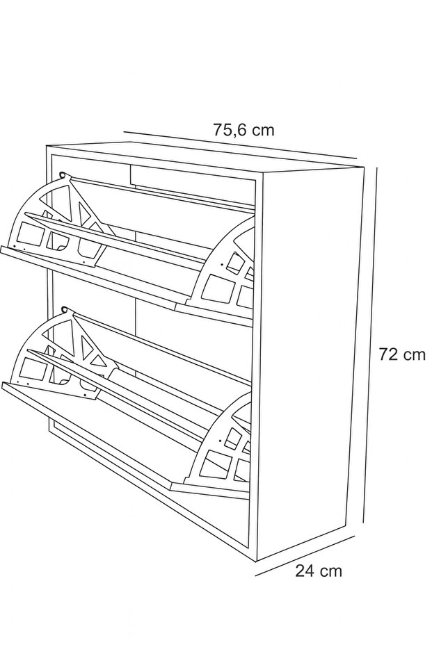 Düşer Kapak Ayakkabılık Kayar Raflı Ayakkabılık 2 Bölmeli Ayakkabılık - 4
