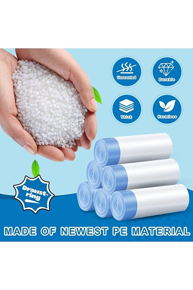 Small Garbage Bags 4 Gallon Drawstring - 45 x 50 cm, 75 Counts