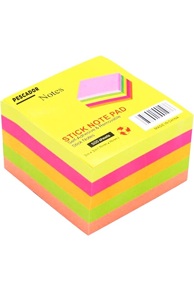 Sticky Notes, 5 Color Multicolor, 76 x 76 mm, Pack of 400 Sheets