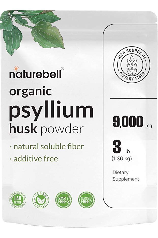 Psyllium Husk Powder, 3 lbs (48 oz), 9000 mg per Serving - Unflavored