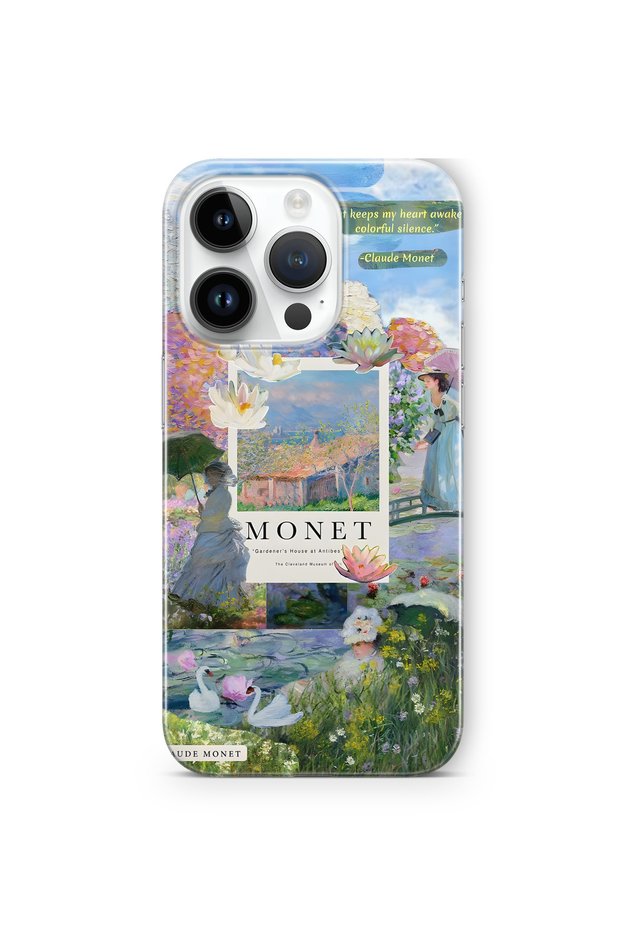 iPhone 15 Pro Max Compatible Monet Collage Patterned Transparent Phone Case