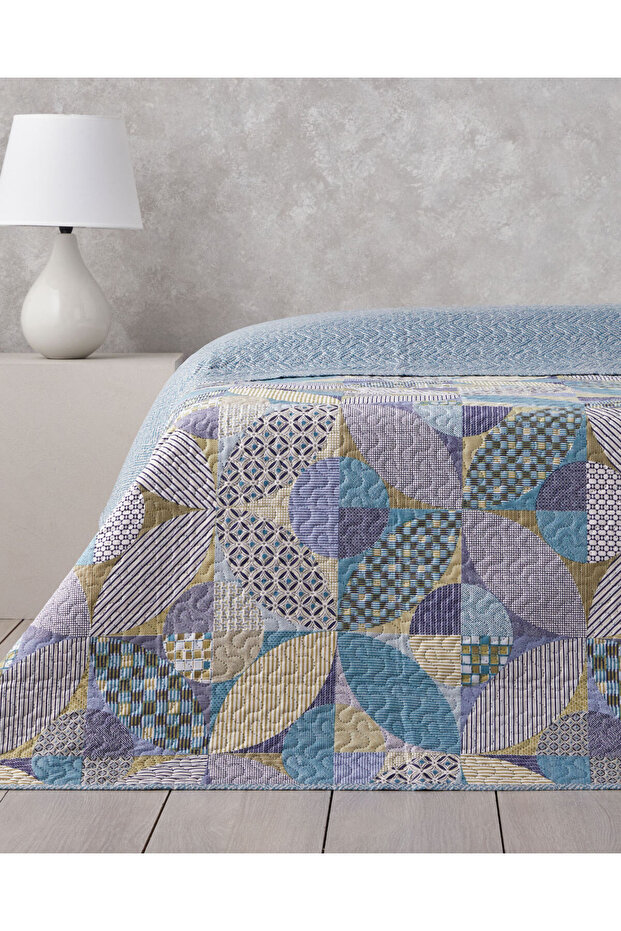 Patch Square Çift Kişilik Çok Amaçlı Örtü 200x220 cm Yeşil - 3