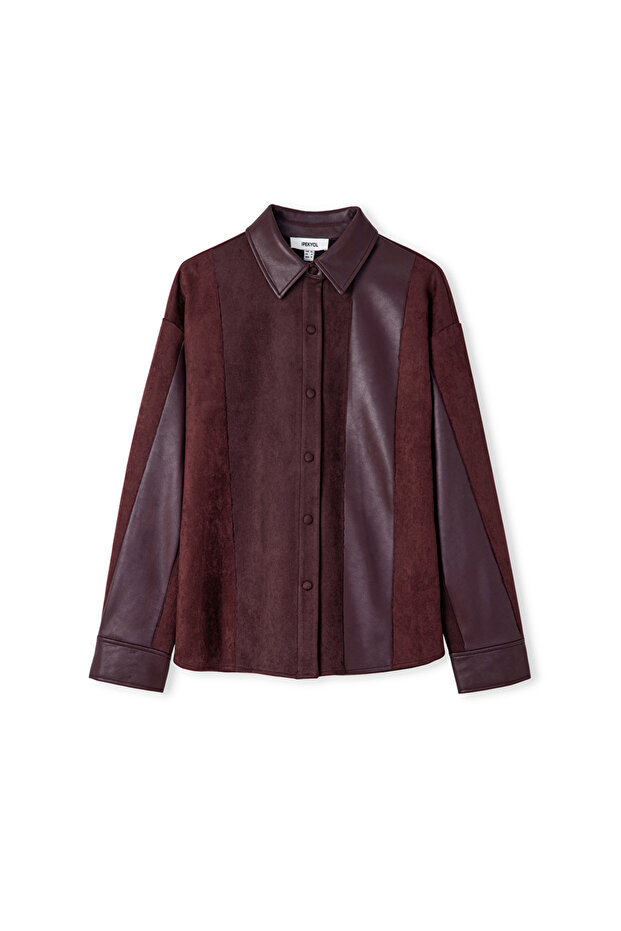 Kumaş mix colorblock gömlek - 3