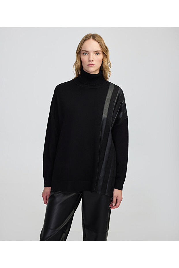 Kontrast dokulu oversize triko - 2