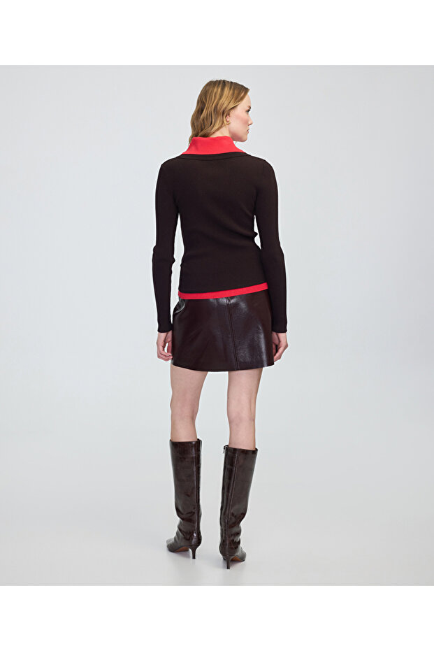 Çift parça görünüm colorblock triko - 7