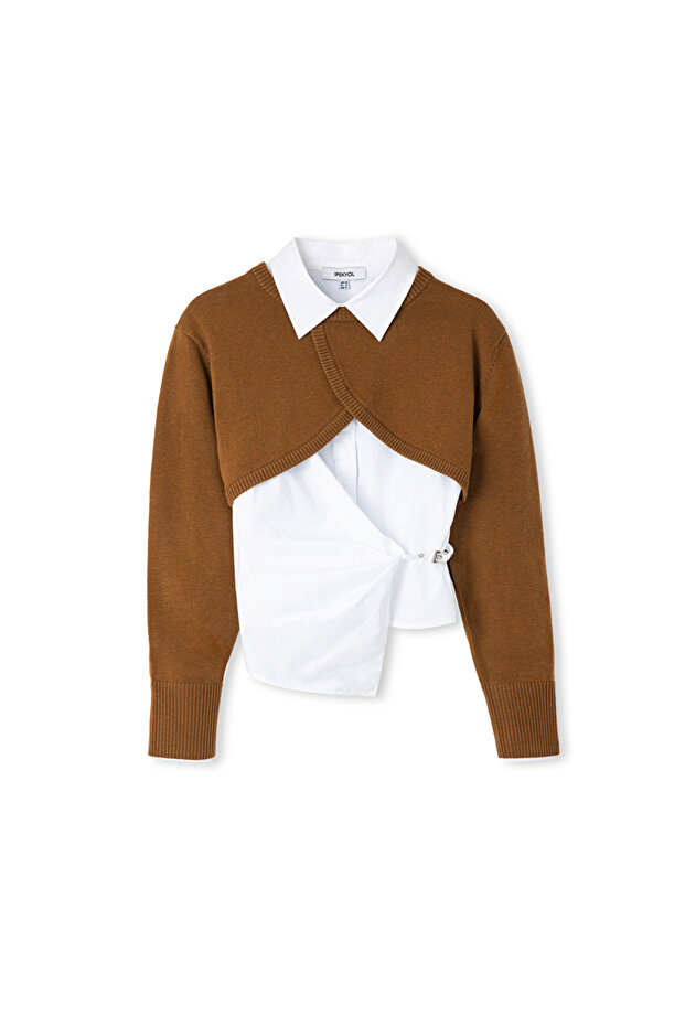 Çift Parça Beyaz Kadın Gömlek Iw6250025133 - 3