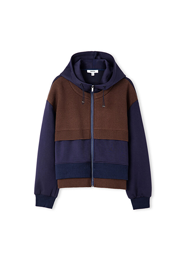 Triko mix kapüşonlu sweatshirt - 3