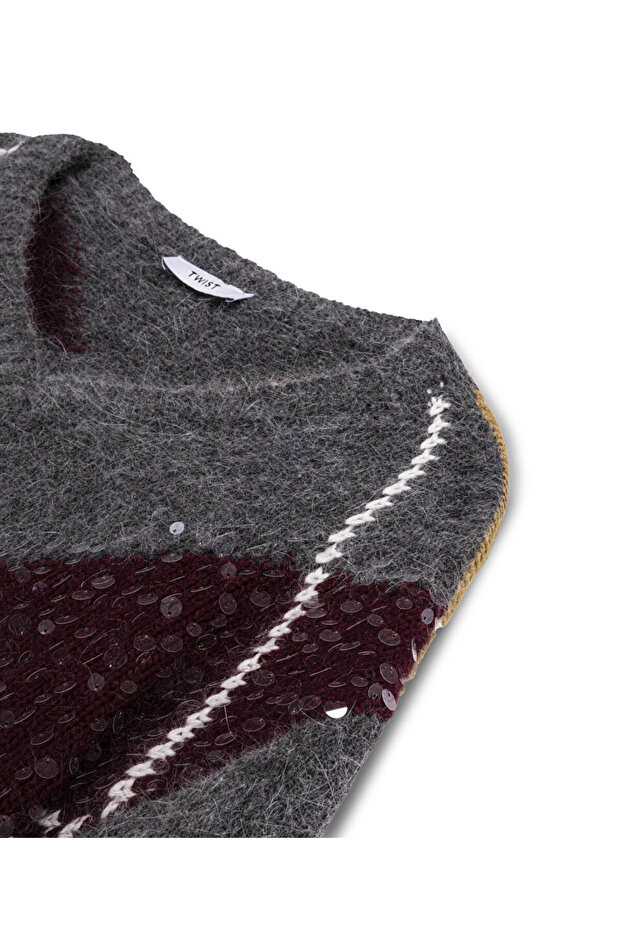 Sequin Baklava Pattern Sweater - 4