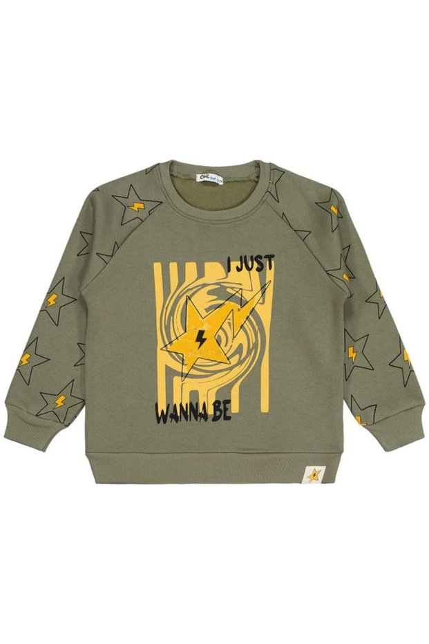 Wanna Be Star Printed Sweatshirt for Ages 6-9 - Khaki