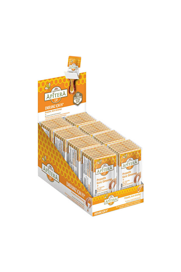 Apitera UP Doğal Bal, B Vitaminleri, Kırmızı Ginseng, Guarana ve Propolis İçeren Takviye Edici 56lı Saşe
