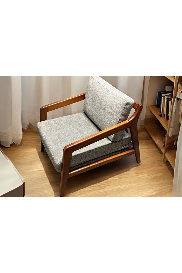 ALYA AHŞAP BERJER, BEJ - 3