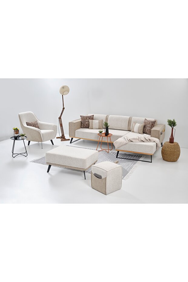 LOFT KÖŞE TAKIMI, KREM - 3