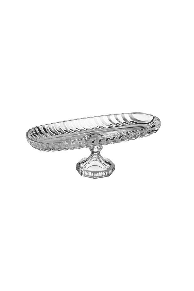 Oval crystal serving plate on a base - 32 x 13 cm with a luxurious design that adds a touch of elegance to your table 💎 - 3