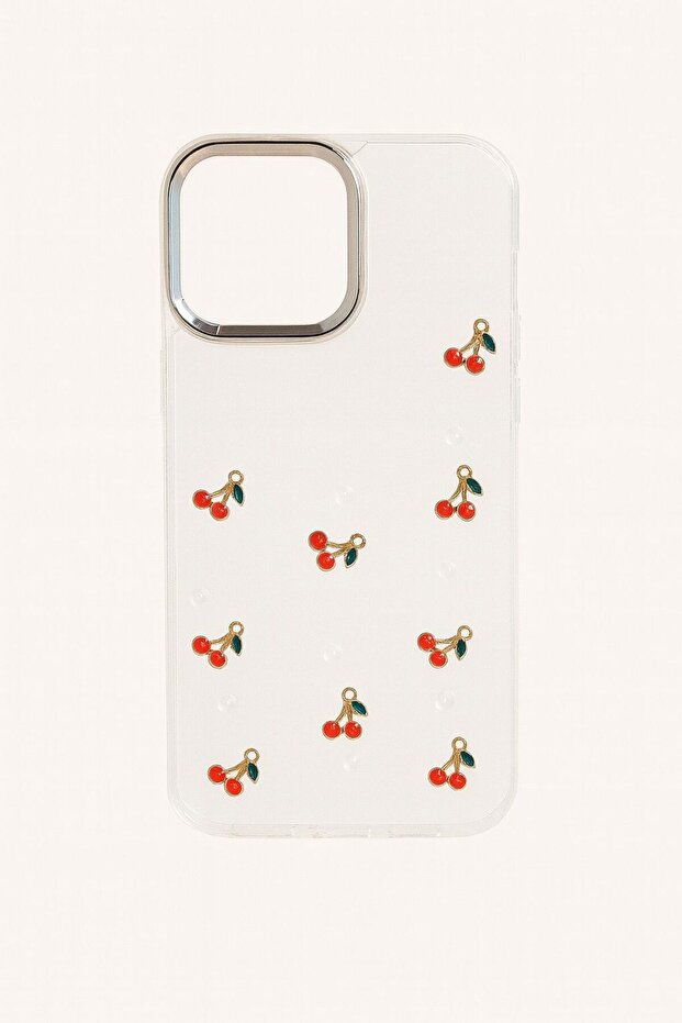 حافظة شفافة بنمط الكرز اللامع متوافقة مع آيفون 17 برو - 1