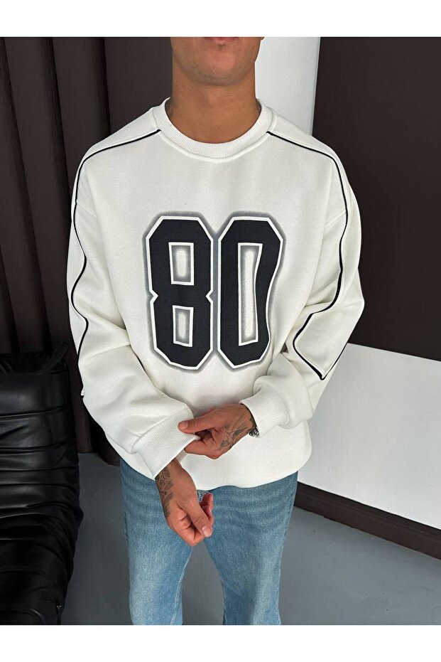 80 Baskılı Oversize Kalıp Unisex Sweatshirt - 2