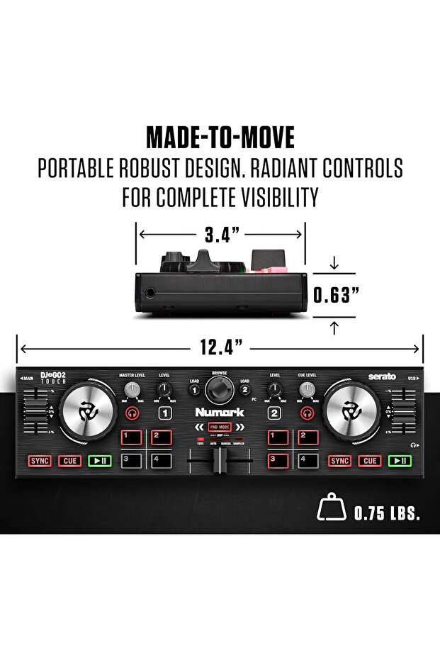وحدة تحكم DJ بحجم الجيب مع عجلات لمس سعوية (DJ2GO2TOUCH) - 5