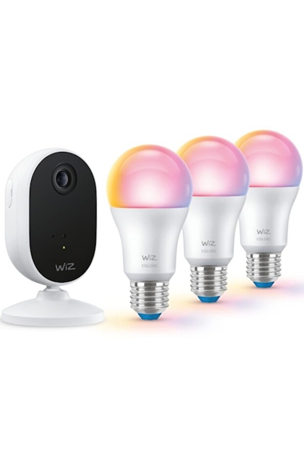 WiZ Home Monitoring Pack: 3 Smart RGB LED Bulbs + Home Camera (Full HD, Motion Sensor, Wi‑Fi/Bluet - 1