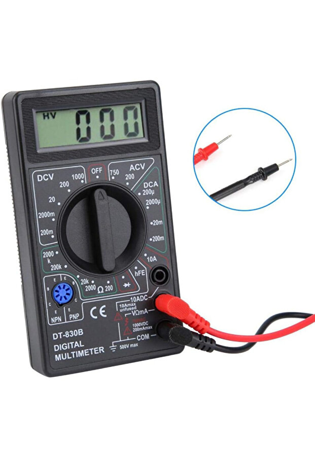 HOZRO Digital Multimeter, Model DT-830B, Black – Precise Measurements for Voltage, Current and Resistor - 1