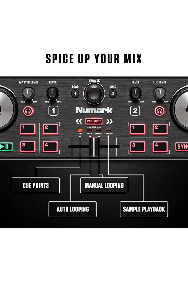 وحدة تحكم DJ بحجم الجيب مع عجلات لمس سعوية (DJ2GO2TOUCH) - 7