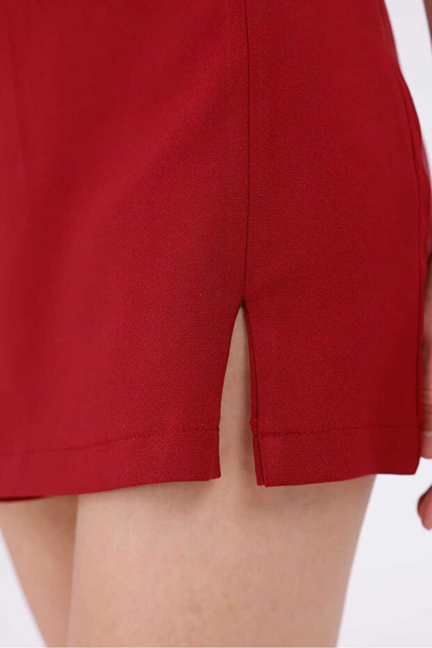 Mini suknja sa šortima i prednjim prorezom - 4