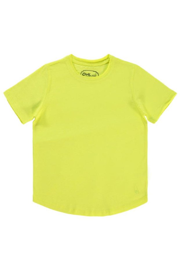 Flaming Sailboat Embroidered T-Shirt for 10-13 Years Old - Yellow