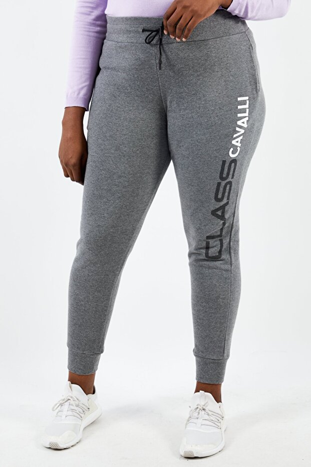 Women Sportswear Fit Drawstring Brand Logo Pull On Sweatpants, Grey