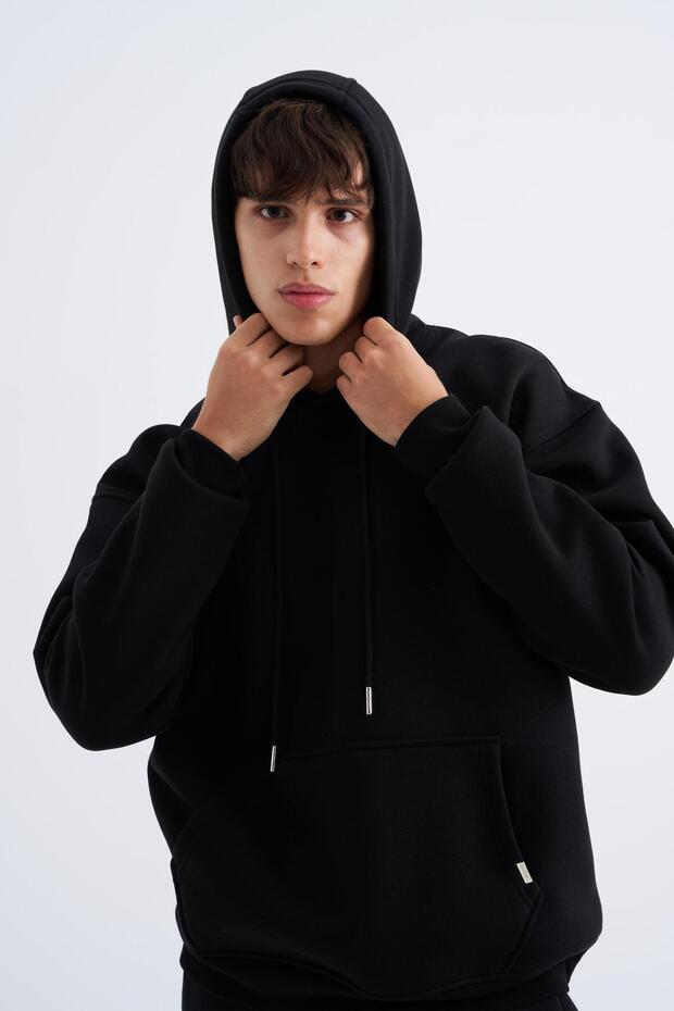 Ανδρικό φούτερ Basic Hooded Oversize Μαύρο - 3