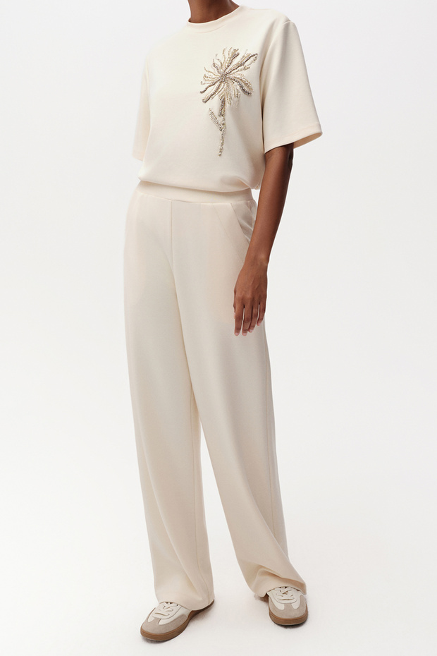 Geniş Paça Regular Örme Pantolon - 4