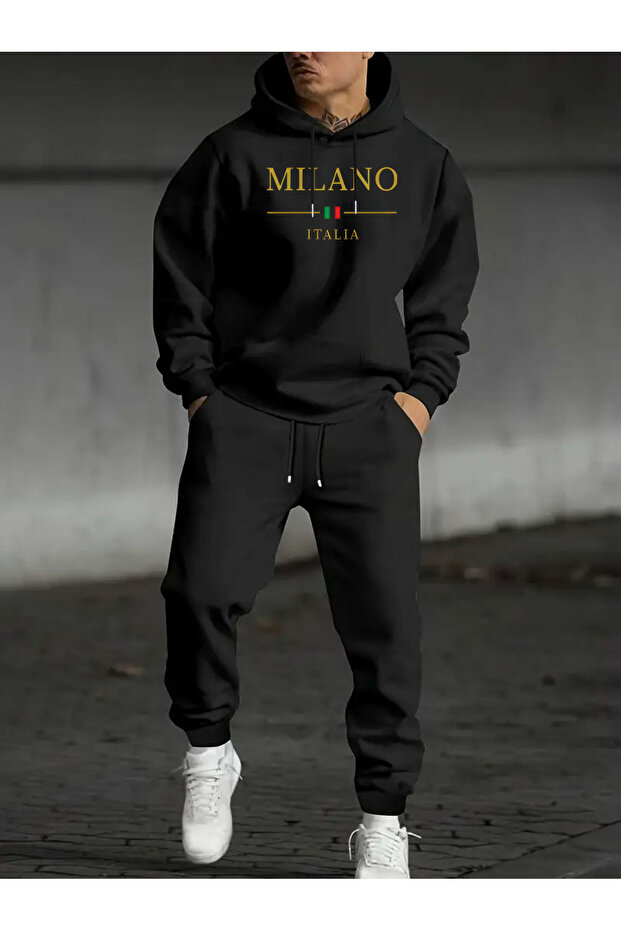 Unisex Printed Hooded Tracksuit Set