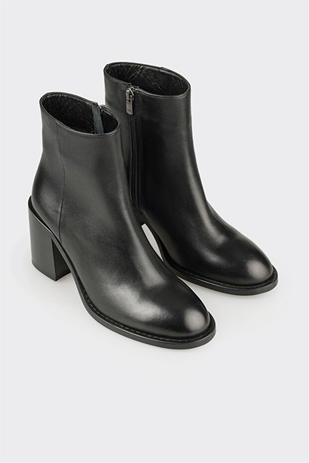 Siyah Deri Kadın Klasik Bot - 2