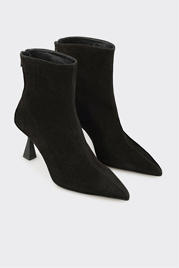 Siyah Deri Kadın Klasik Bot - 2