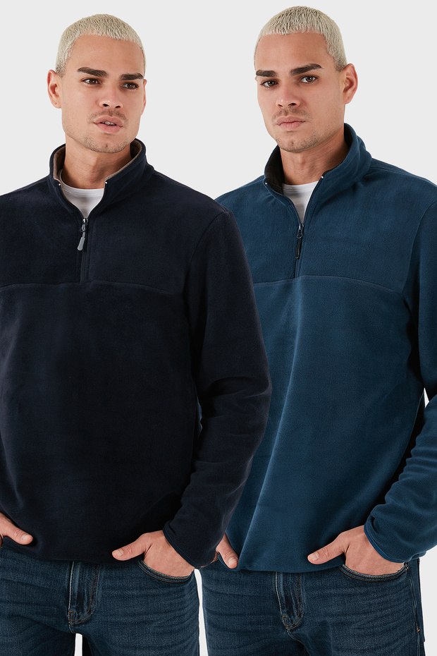 Regular Fit Anti-Pilling Non-Pilling Mock Neck Fleece-Lined 2-Pack Fleece Men's Polar 58