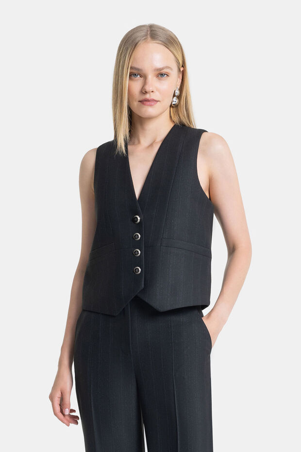SİYAH SİM ÇİZGİLİ YELEK - 5