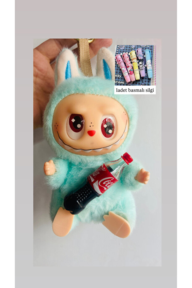 Labubu Coca Cola Kola Series Popmart Figure 1Pcs Press Eraser Plush Toy Keychain Bag Ornament