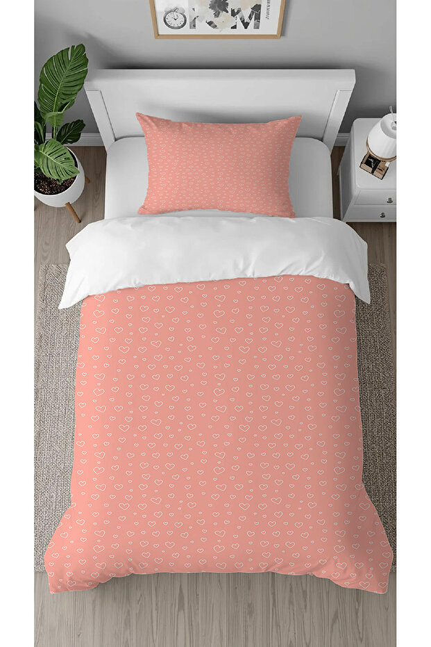 Heart Love Affection Happiness Patterned Printed Special Design Single Stylish Duvet Cover Set Without Sheets