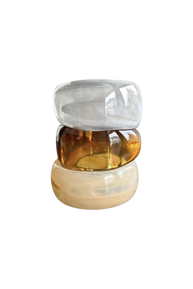 مجموعة من 3 أساور عظمية كبيرة الحجم - 1