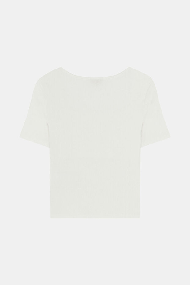 EKRU KARE YAKA TSHIRT - 2