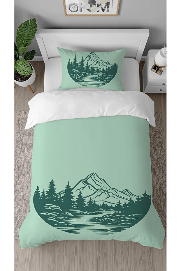 Nature Forest Pine Tree Patterned Printed Specially Designed Single Style Stylish Duvet Cover Set Without Sheets